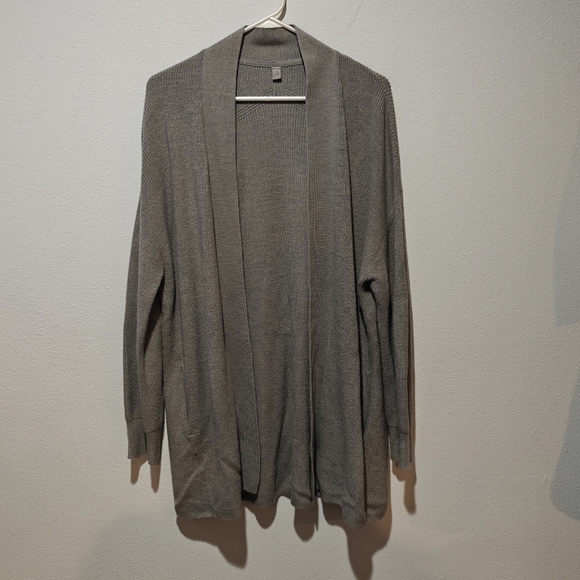 Lululemon Merino Wool Blend Sweater Size 10 Ribbed Long Wrap Heathered Gull Grey - Picture 3 of 9